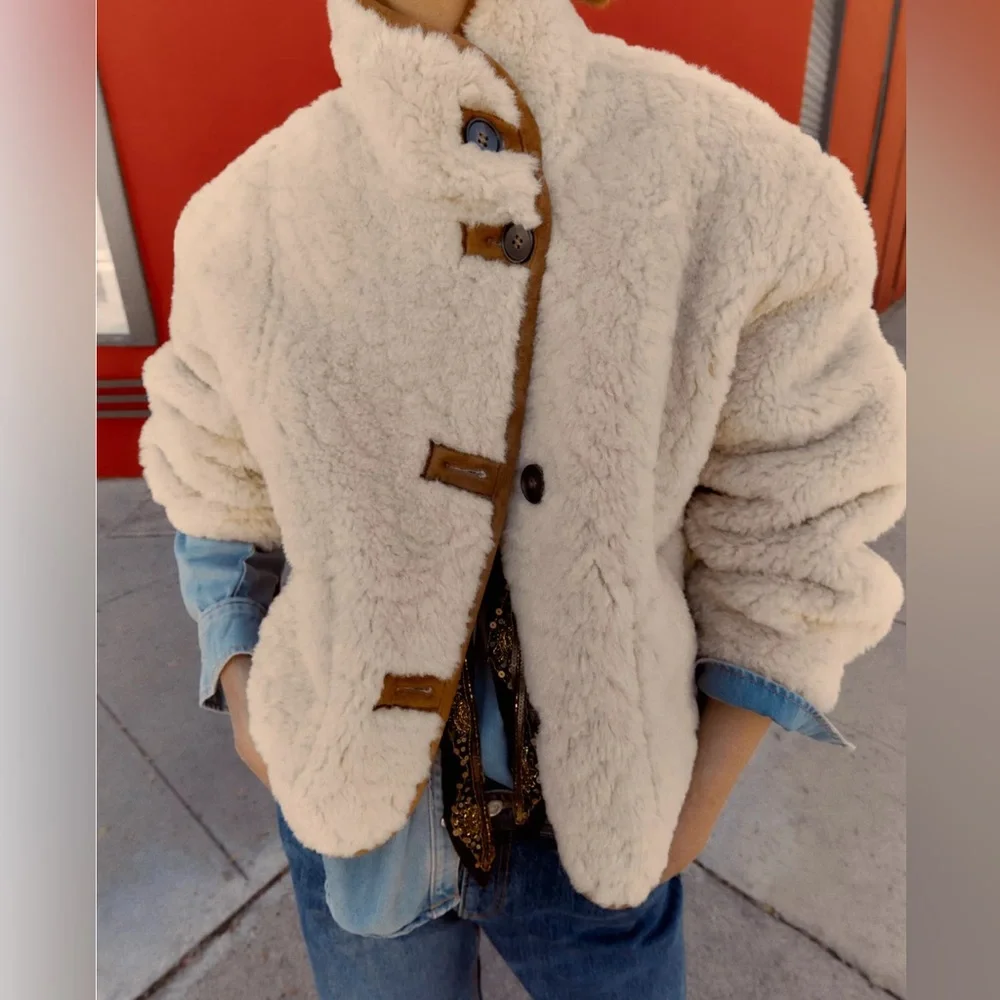 Zara Reversible Double-Faced Sherpa Jacket — Size XS - Picture 4 of 5